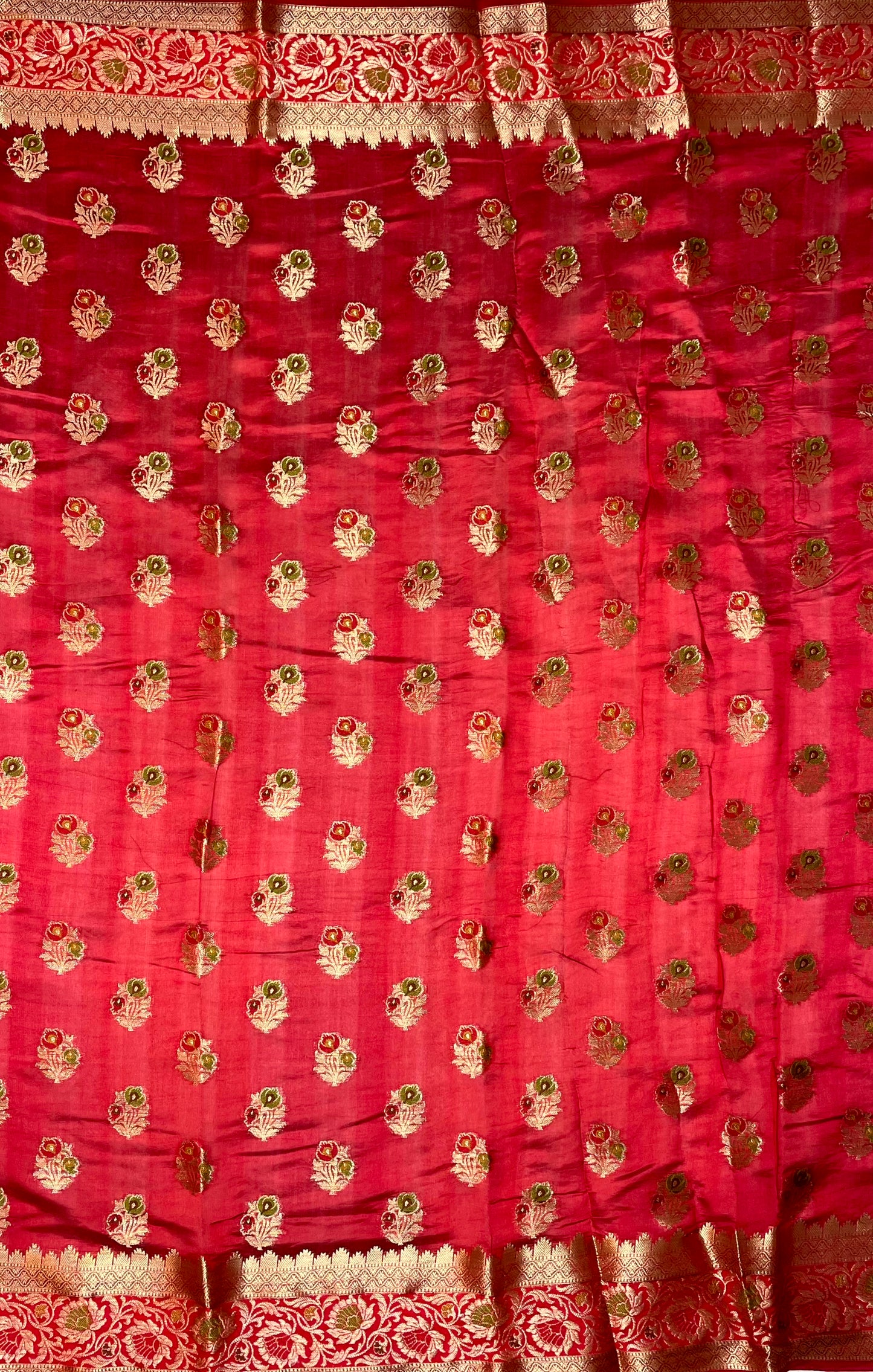 Pink Bandhani Silk Saree with Banarasi Zari Border B0648ds