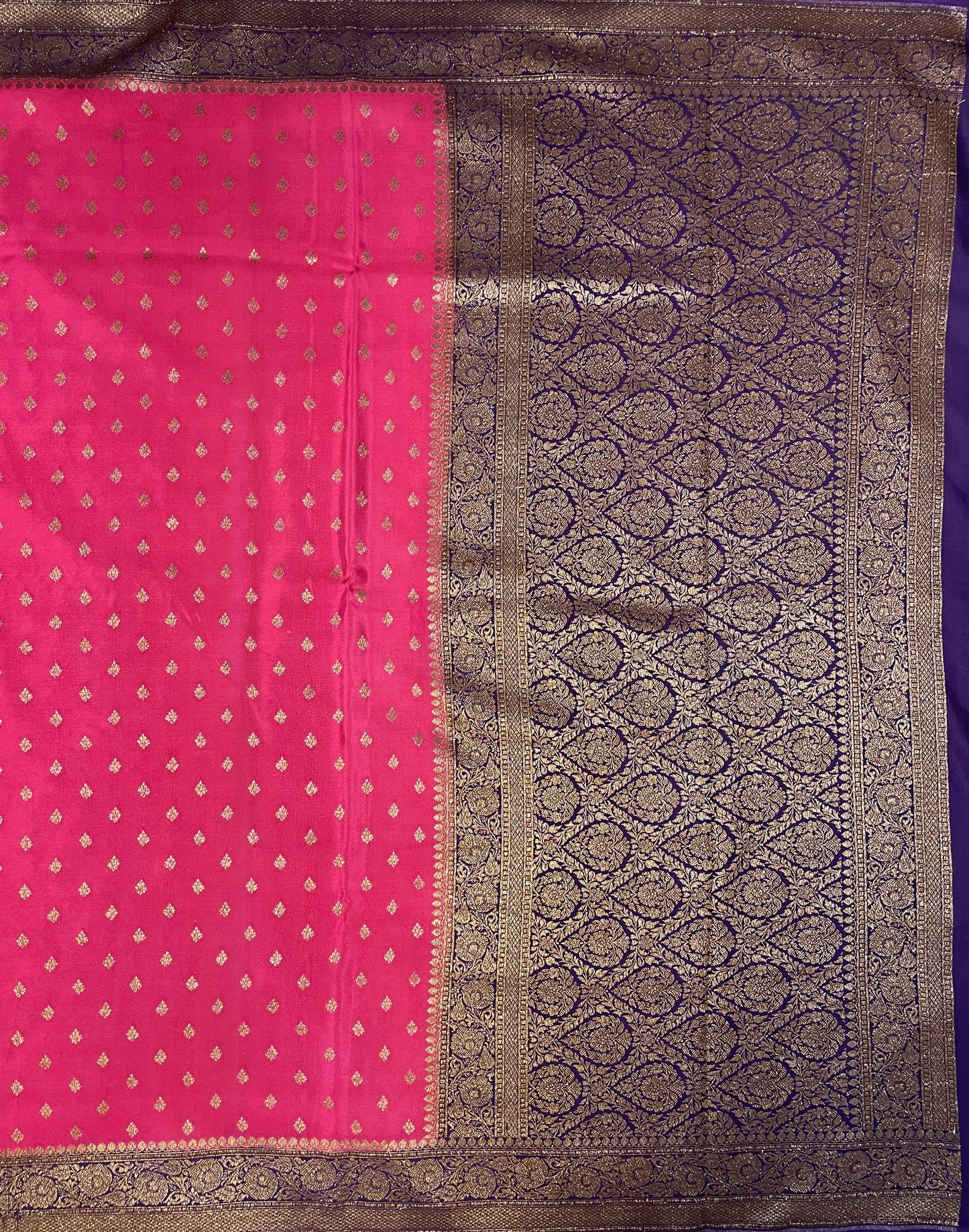 Pink And Dark Magenta Pallu Banarasi Silk Saree with Zari Weaving B0505ds