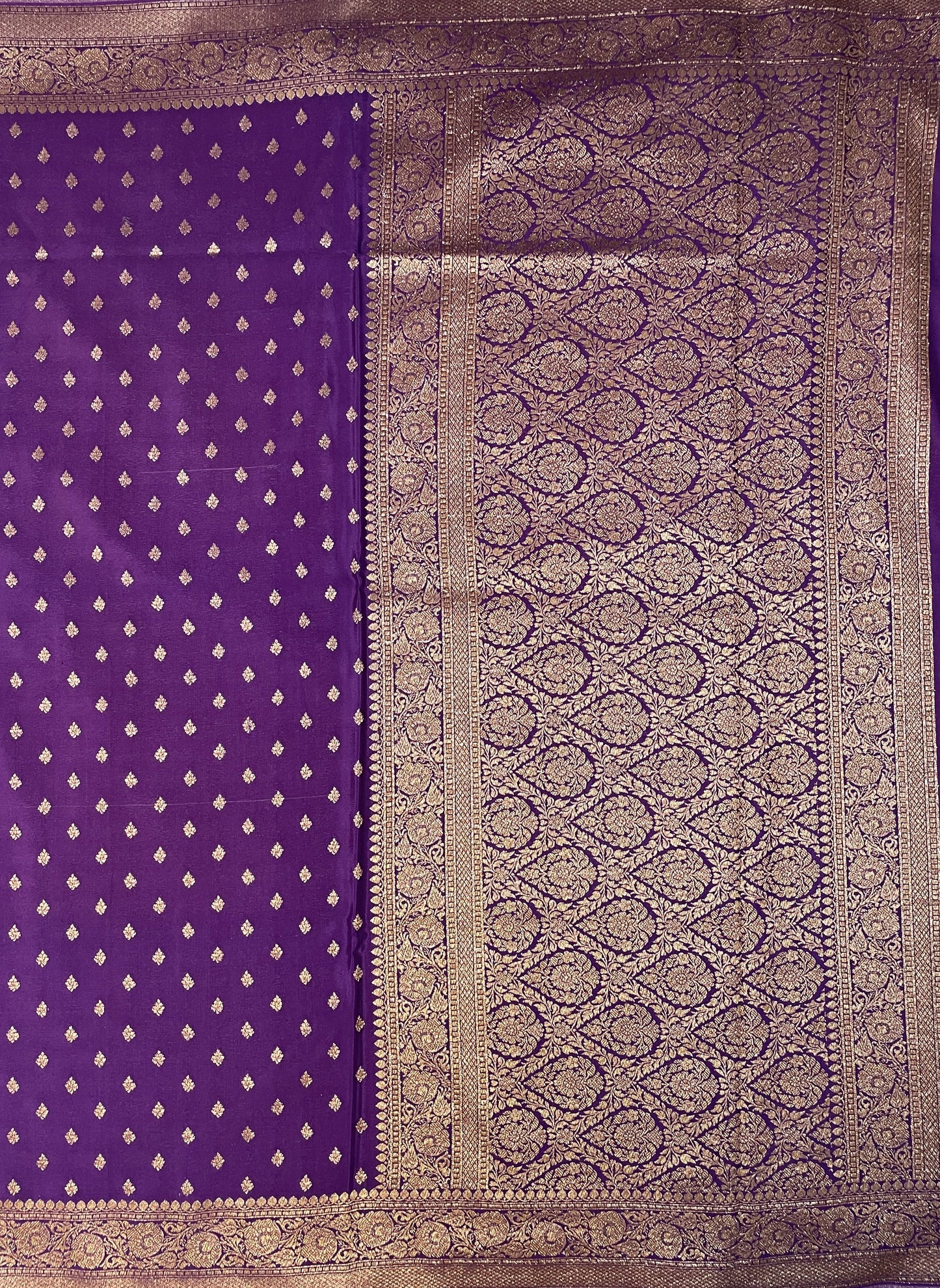 Purple-Luxury Banarasi Crepe Saree B0504ds