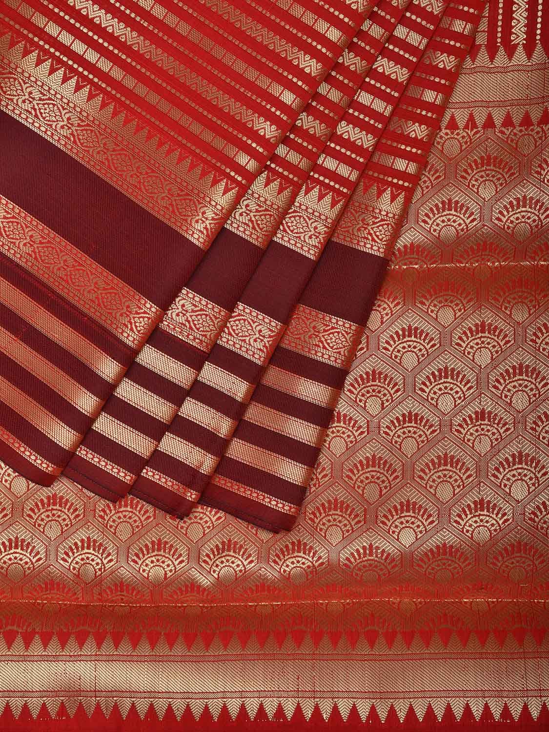 Kanchi Art Silk Saree with Zari Stripes Design at0029