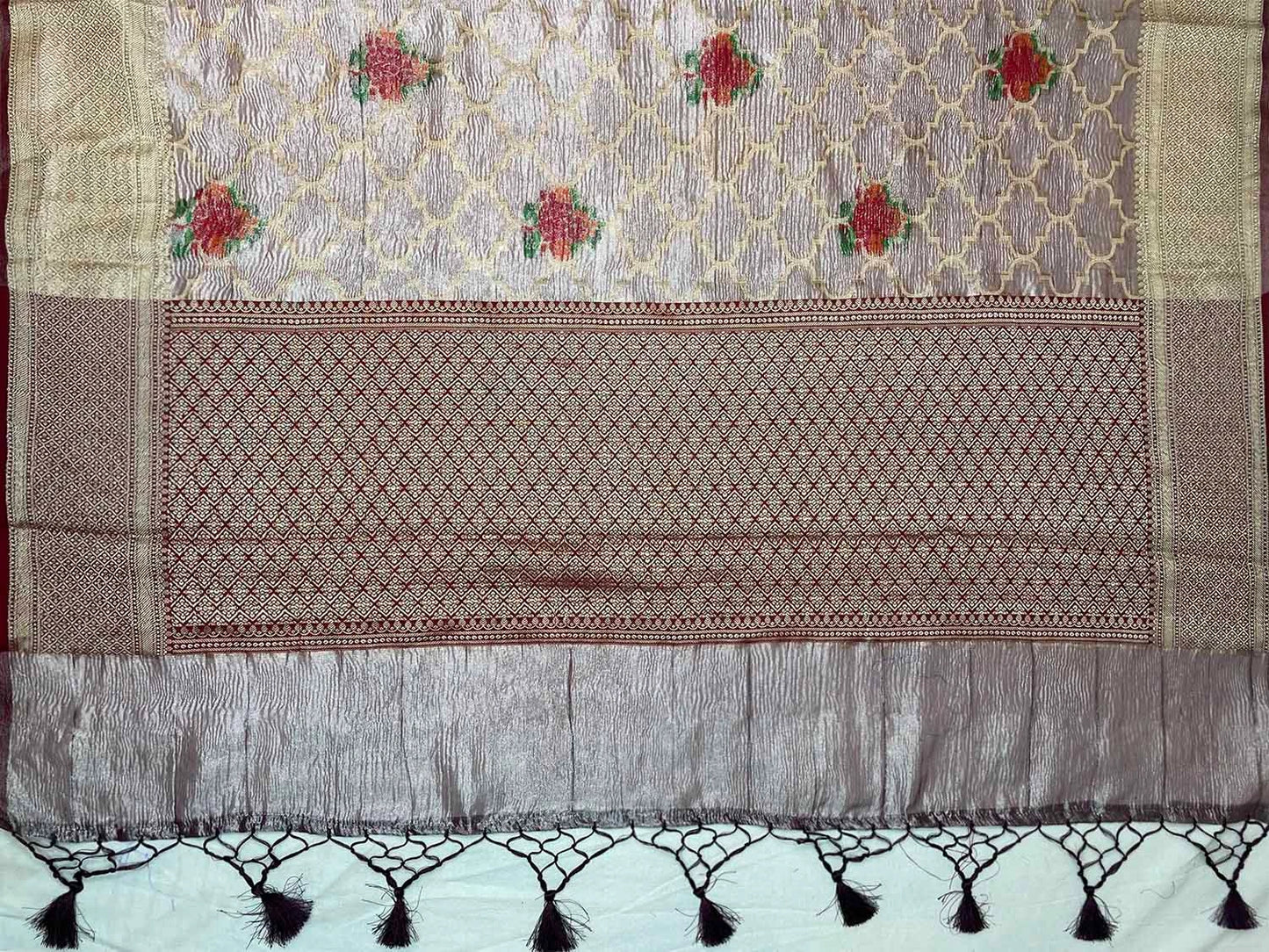 Brown Crush Tissue Jaali Gulbagh Design b0030ds