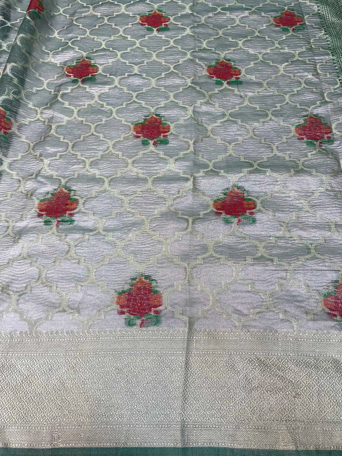 Grey Crush Tissue Jaali Gulbagh Design b0029ds