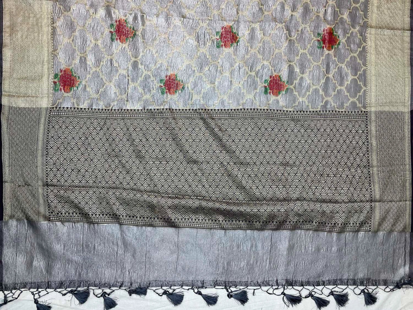 Slate Blue Crush Tissue Jaali Gulbagh Design b0028ds