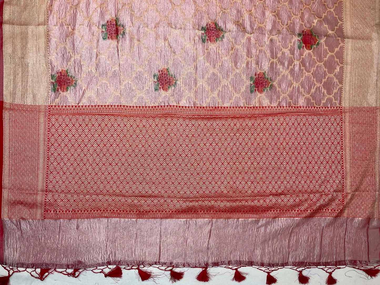 Baby Pink Crush Tissue Jaali Gulbagh Design b0027ds