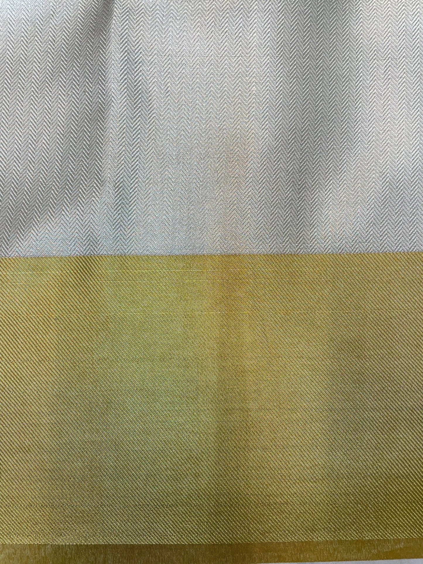 Mustard Banaras Tissue with Body and Temple Zari Border Design b0258ds