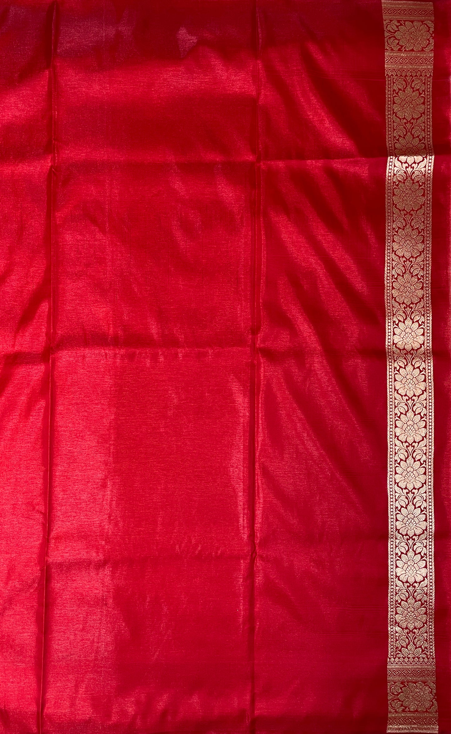 Light Blue and Red Katan Banarasi Saree with Silver Zari Floral Weaving And Grand Pallu B0528ds