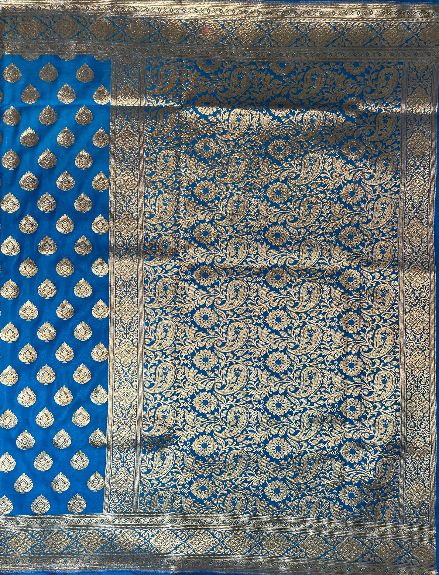 Light Blue Katan Banarasi Saree with Silver Zari Floral Weaving And Grand Pallu B0530ds