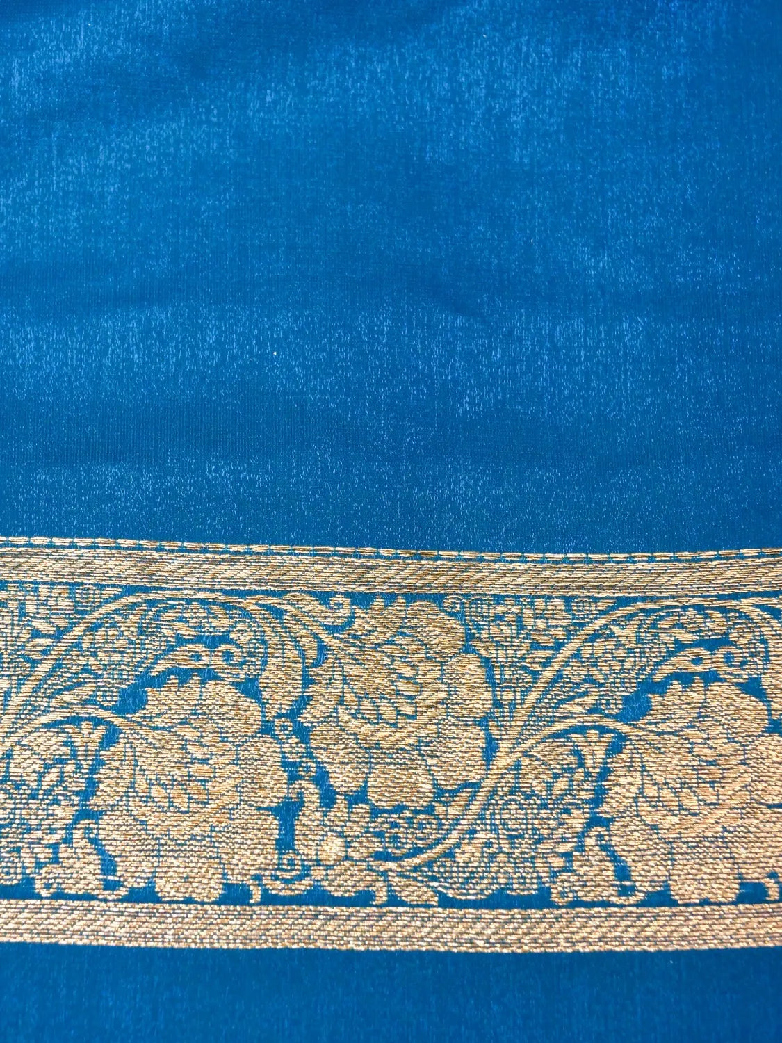 Azure Blue Banarasi Silk Saree with Crystal Stone Work Embellishments & Delicate Zari Sprigs & Swarovski Work Floral Butta DSK0067