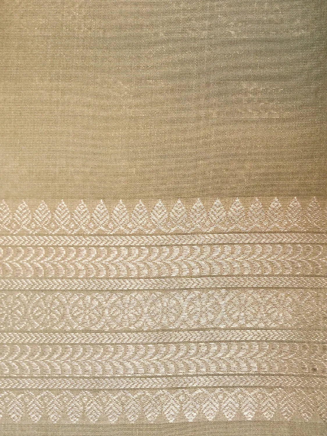 Handloom Champagne Beige Banarasi Silk Saree with Golden Zari Vertical Stripes DSK0095