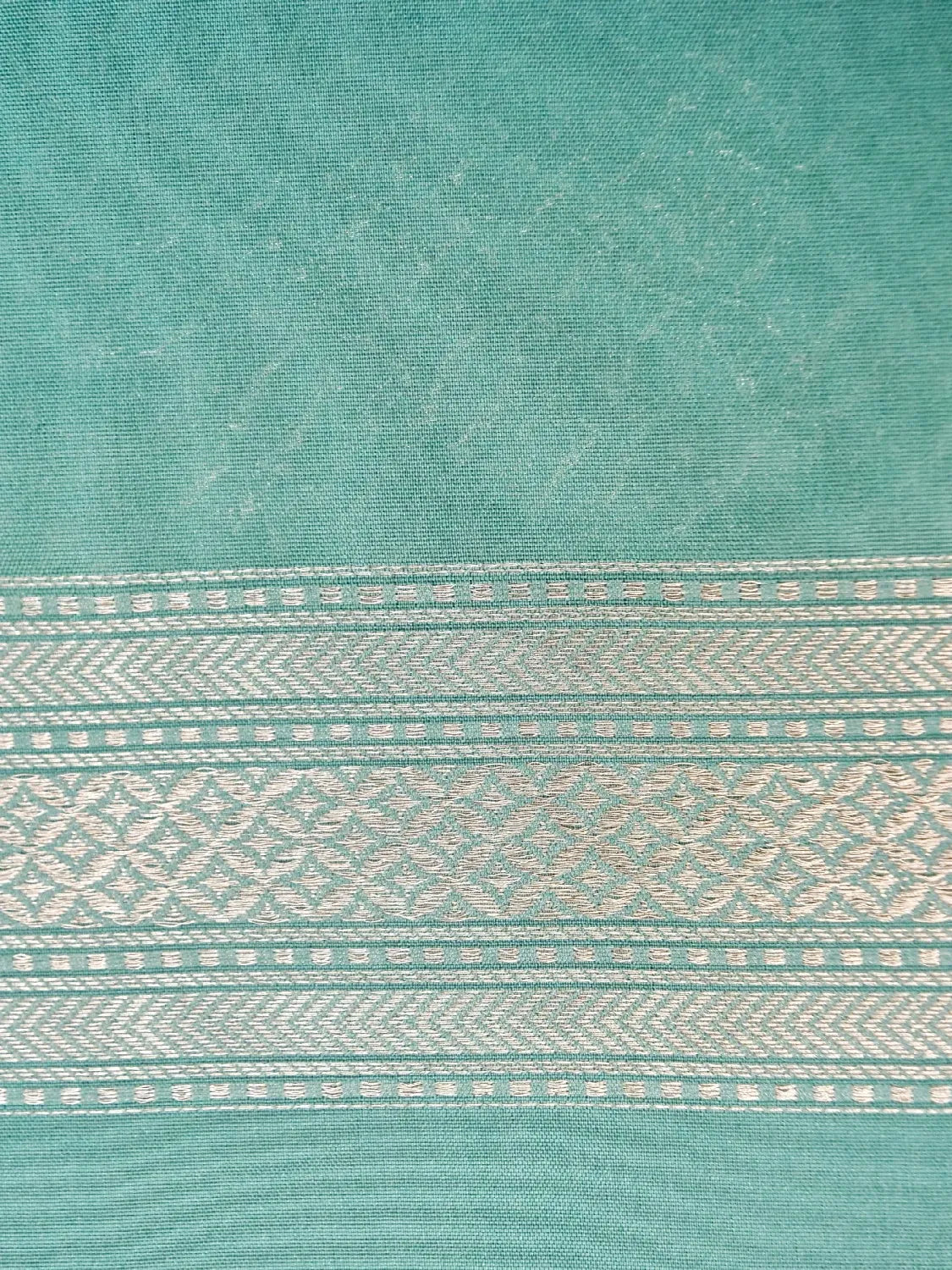 Handloom Firozi Turquoise Banarasi Silk Saree with Golden Zari Geometric Floral Checks DSK0097