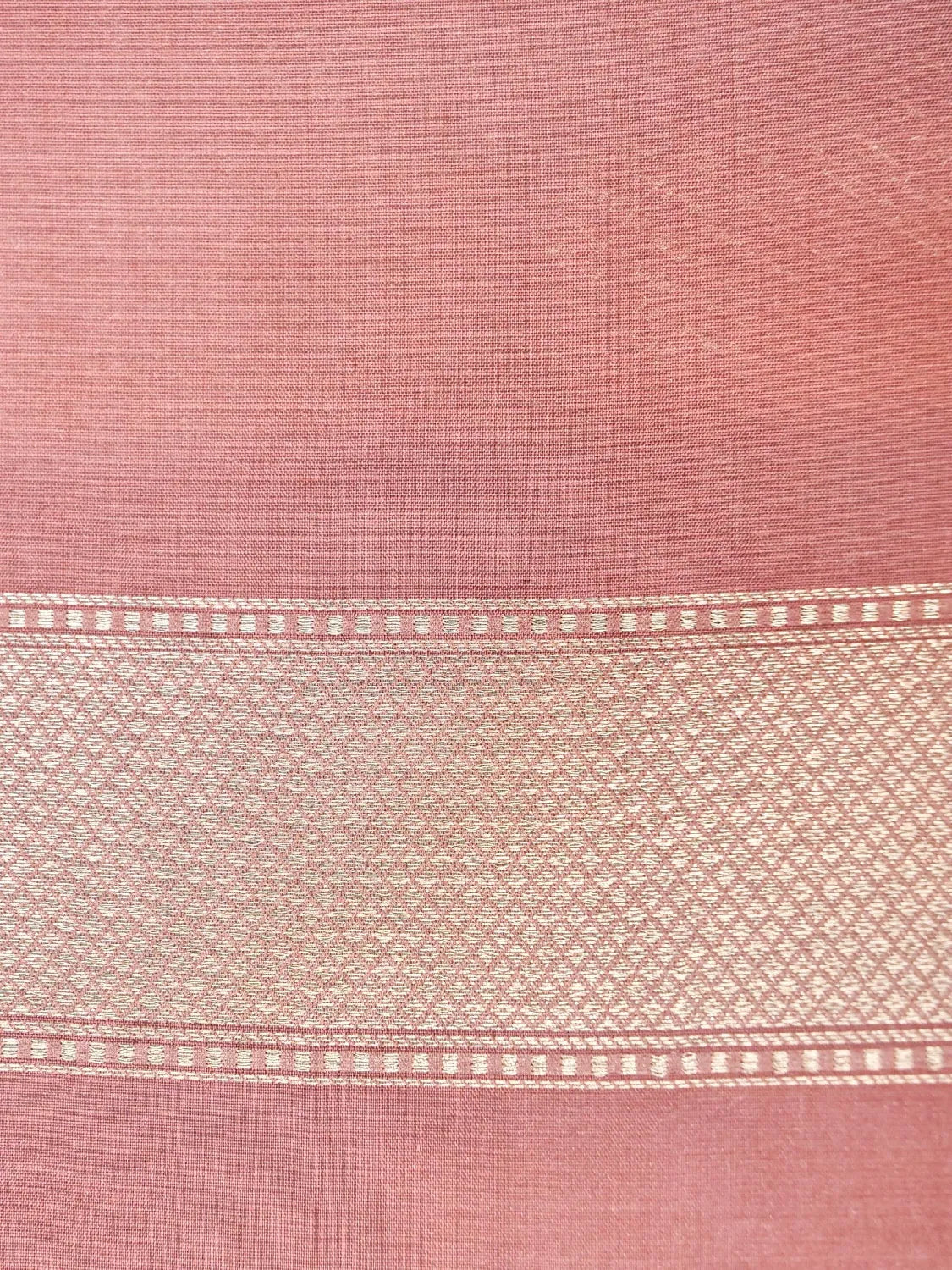 Handloom Dusty Onion Pink Banarasi Silk Saree with Golden Zari Geometric Floral Checks DSK0098