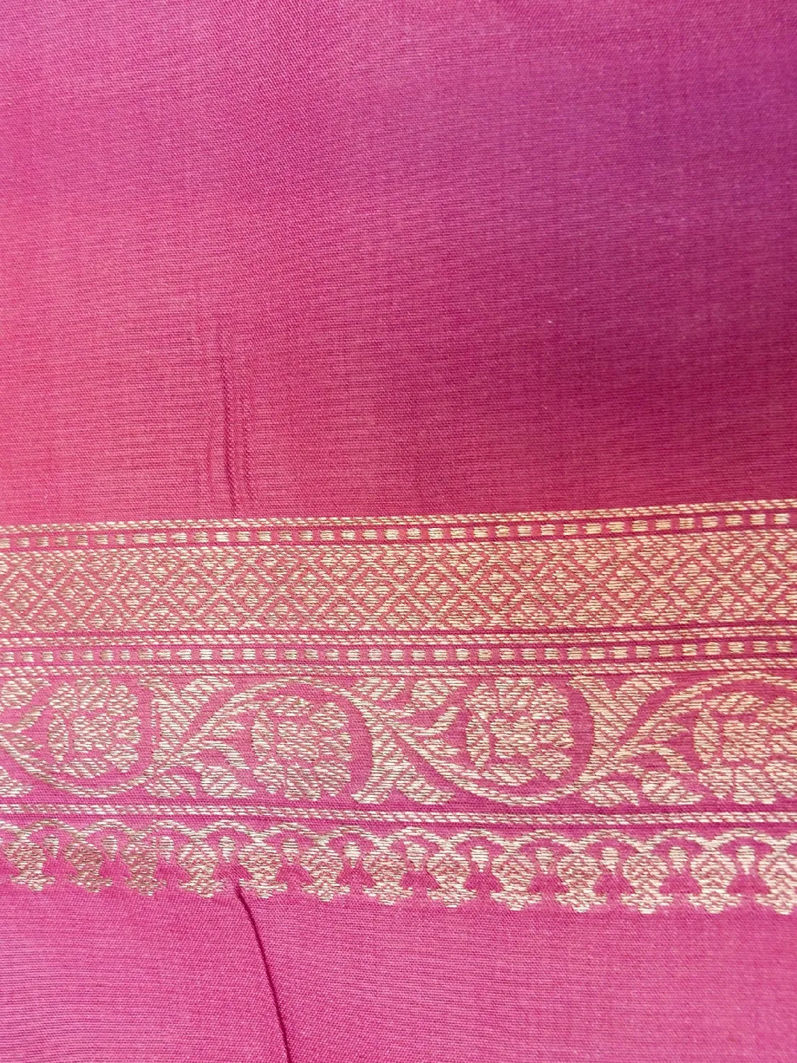 Handloom Rani Pink Banarasi Silk Saree with Golden Zari Medallion Weave DSK00102