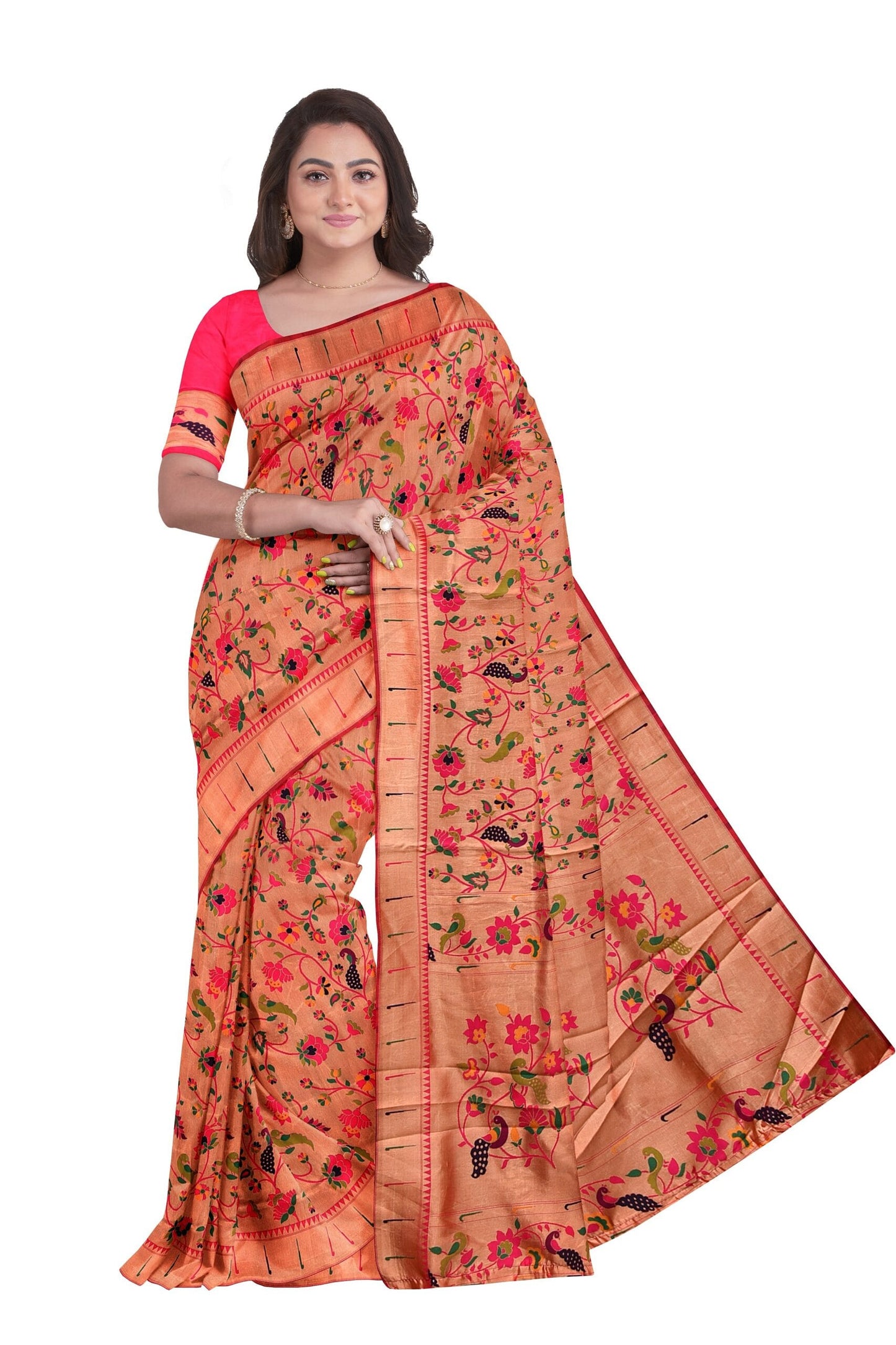 Paithani Viscose Silk Allover with Muniya Border Design at0004