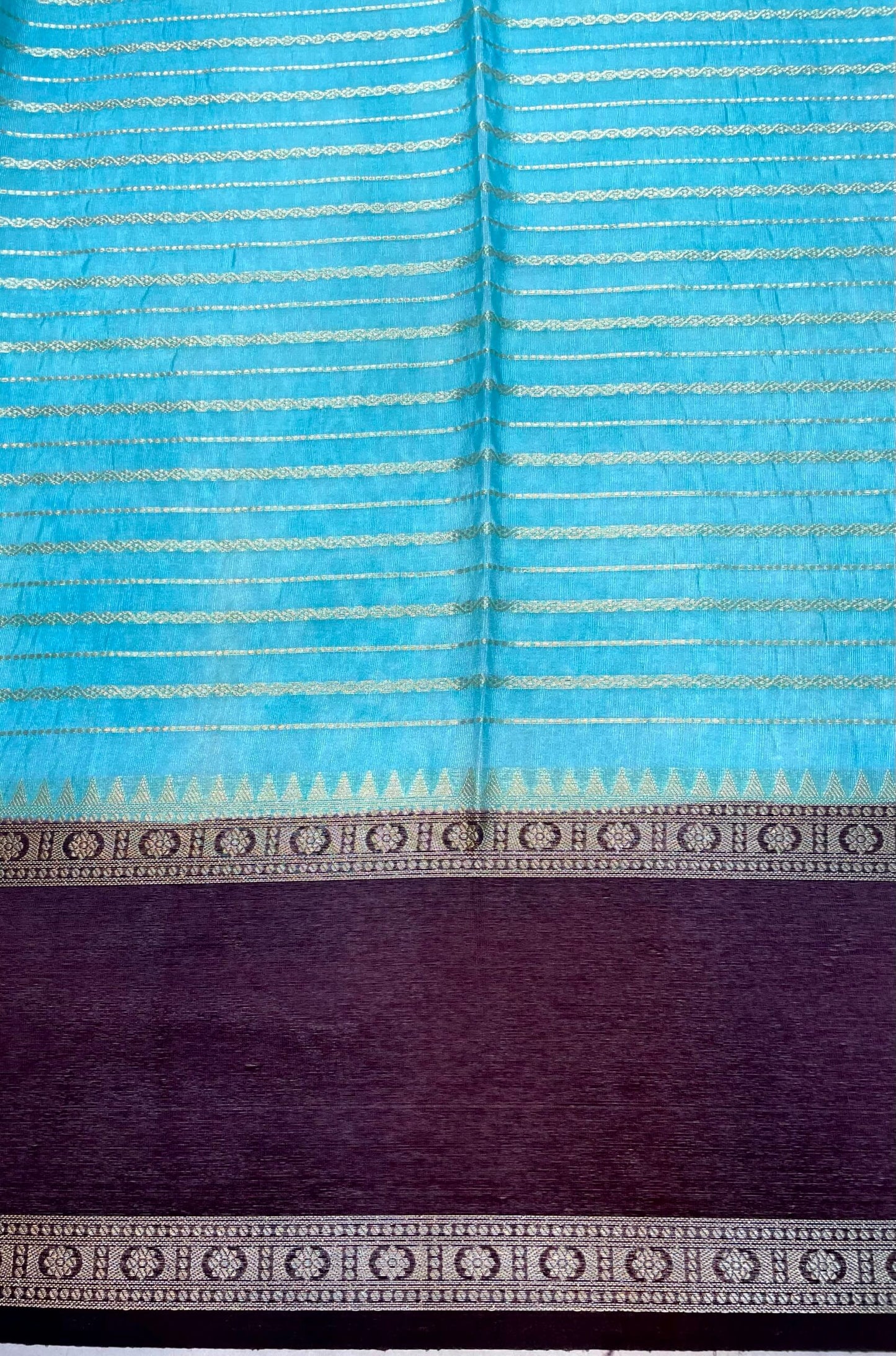 Blue and Magenta Georgette Silk with Zari Stripes Design b0032ds