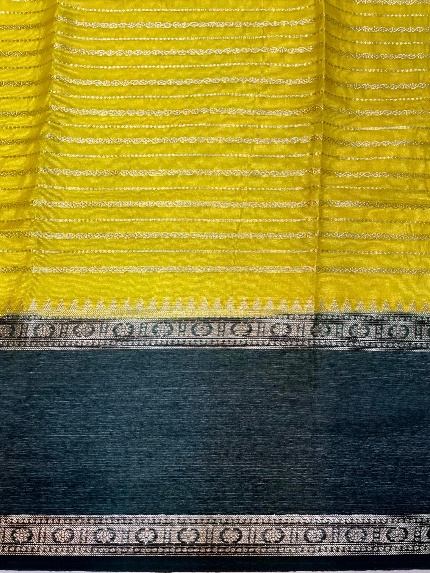 Mustard and Black Georgette Silk with Zari Stripes Design b0036ds