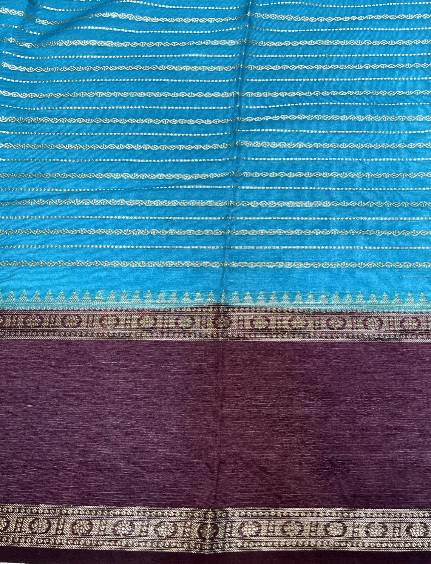 Sky Blue and Magenta Georgette Silk with Zari Stripes Design b0039ds