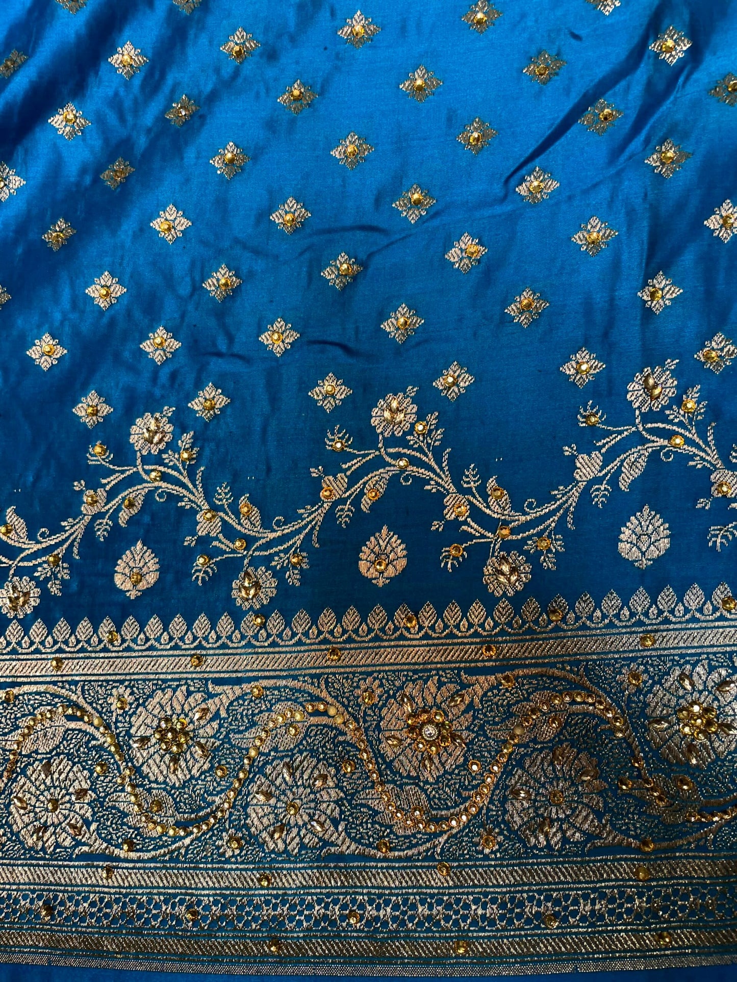Banaras Katan Silk Saree with Body Butti and Stone Work Design b0128ds
