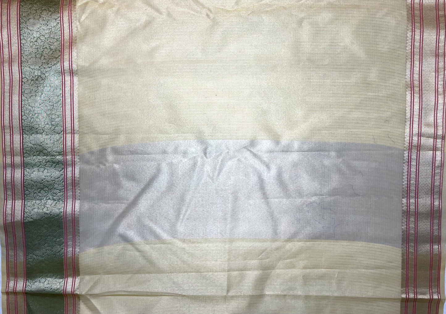 Cream Kota Checks Weave Saree with Body Pallu and Floral Border Design b0132ds