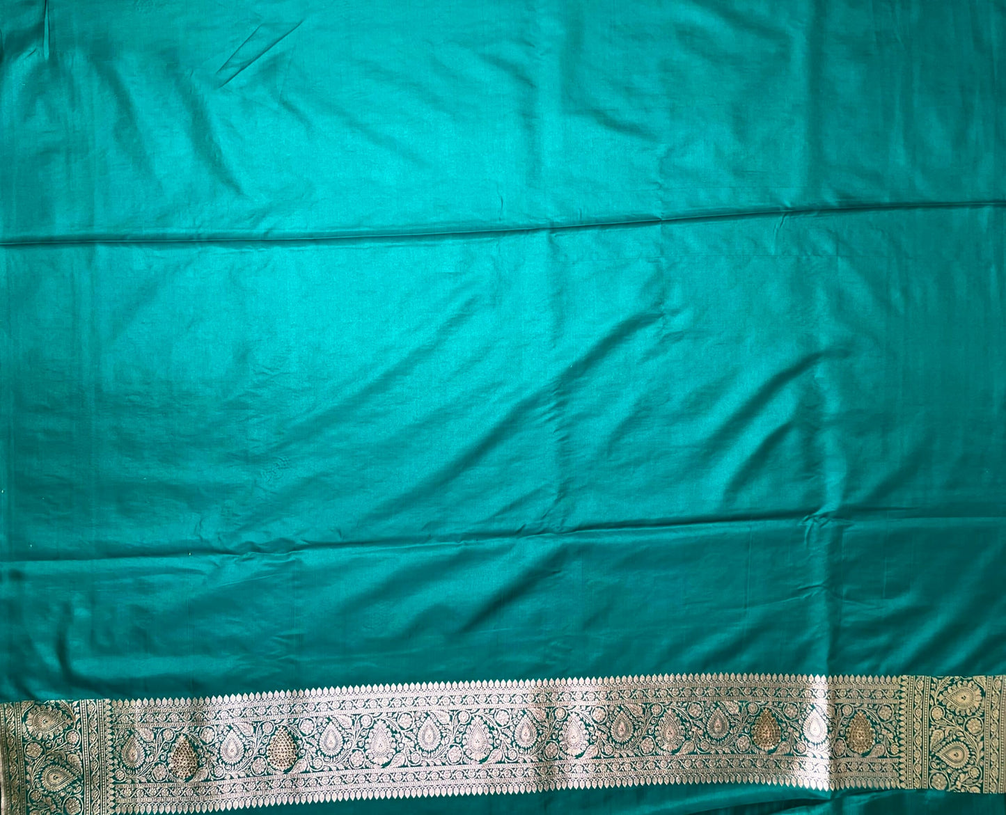 Teal Banaras Katan Silk Saree with Body Butti and Stone Work Design b0168ds