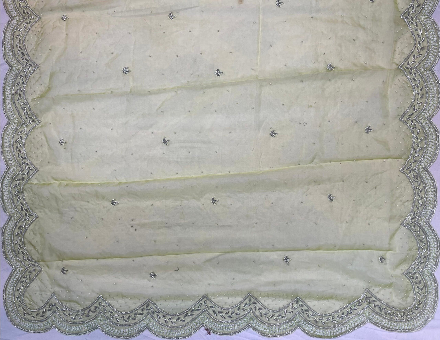 Light Green Organza Saree with Hand Embroidery with Butta and Border Design b0189ds