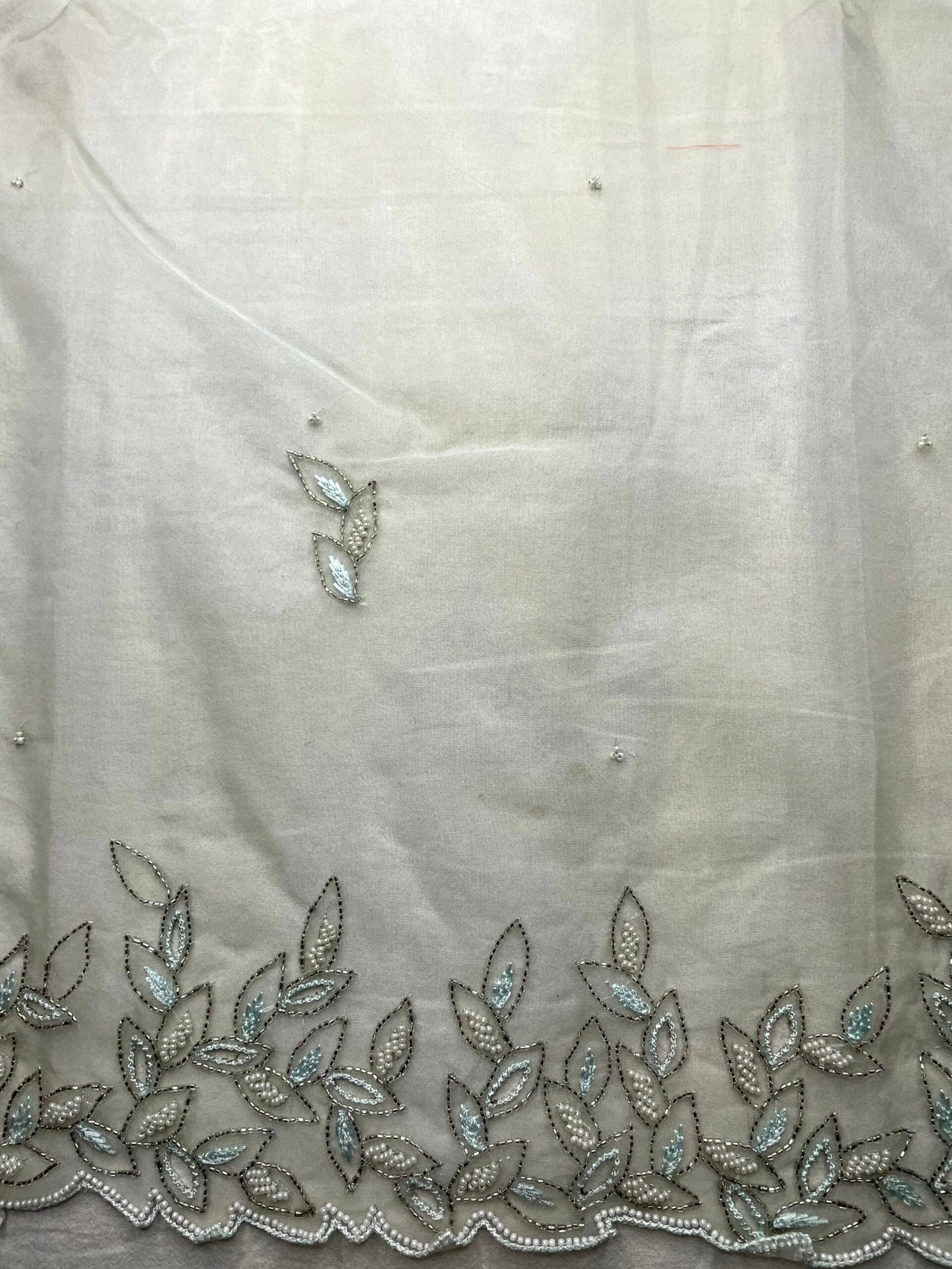 Light Blue Organza Saree with Hand Embroidery with Butta and Border Design b0190ds
