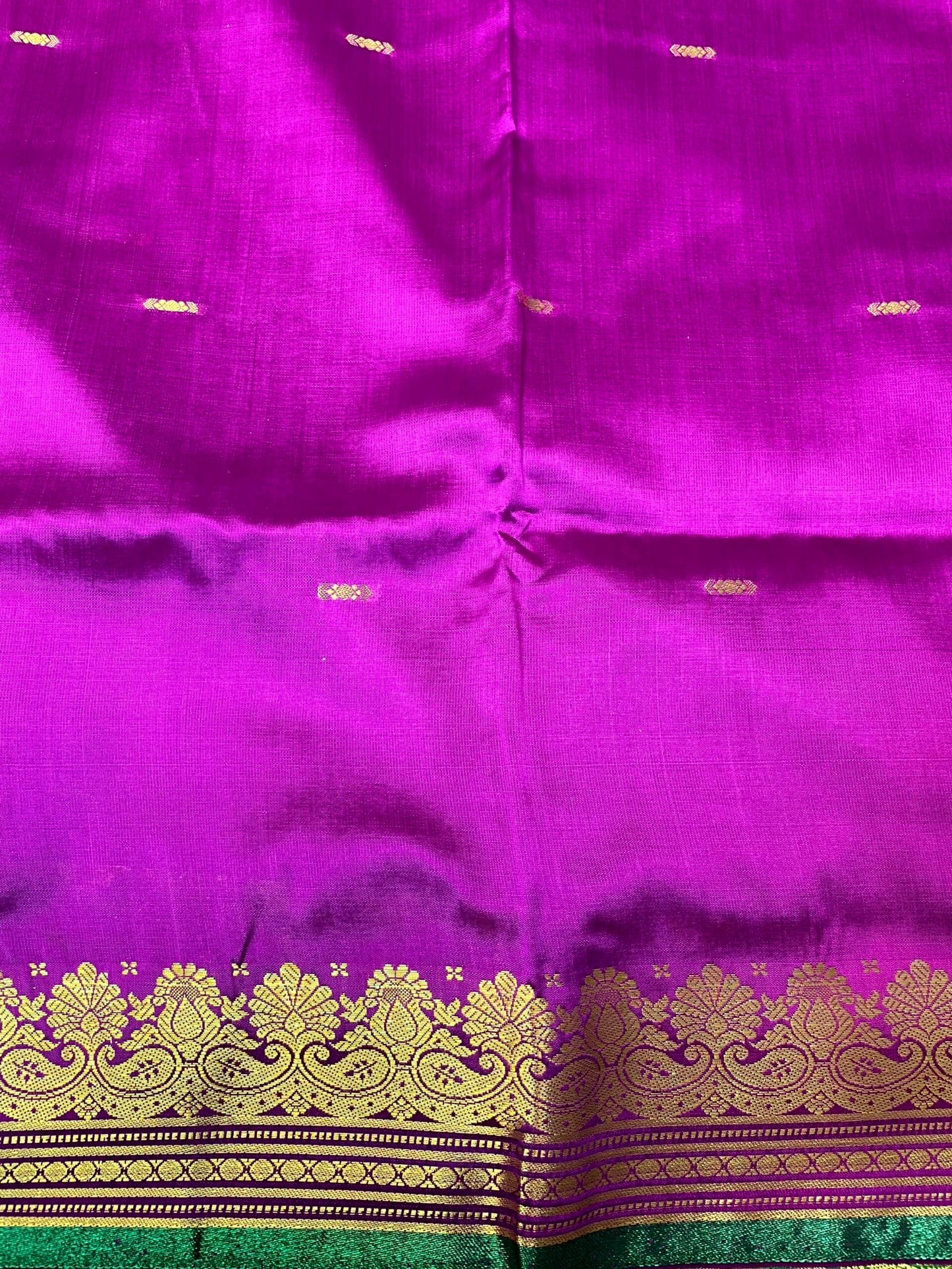 Green and Violet Banaras Viscose Silk with Intricate Kanchivaram Border and Body Butta Design b0219ds