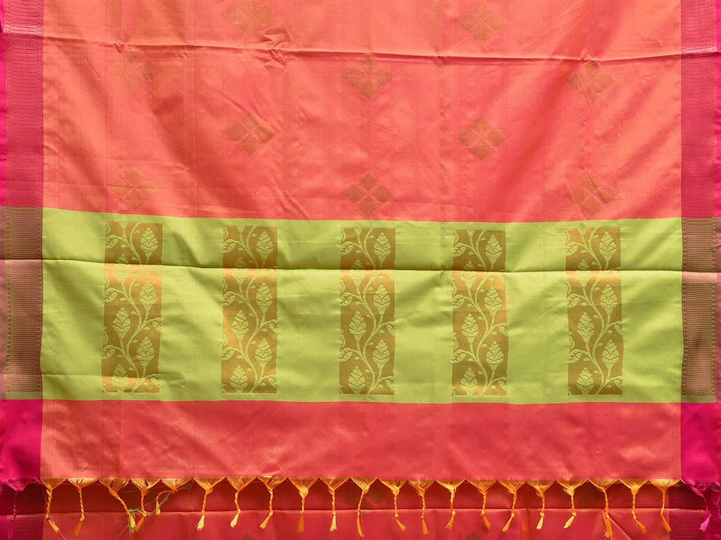 Pink and Red Katan Silk Saree with Border and Body Butta Design b0254ds