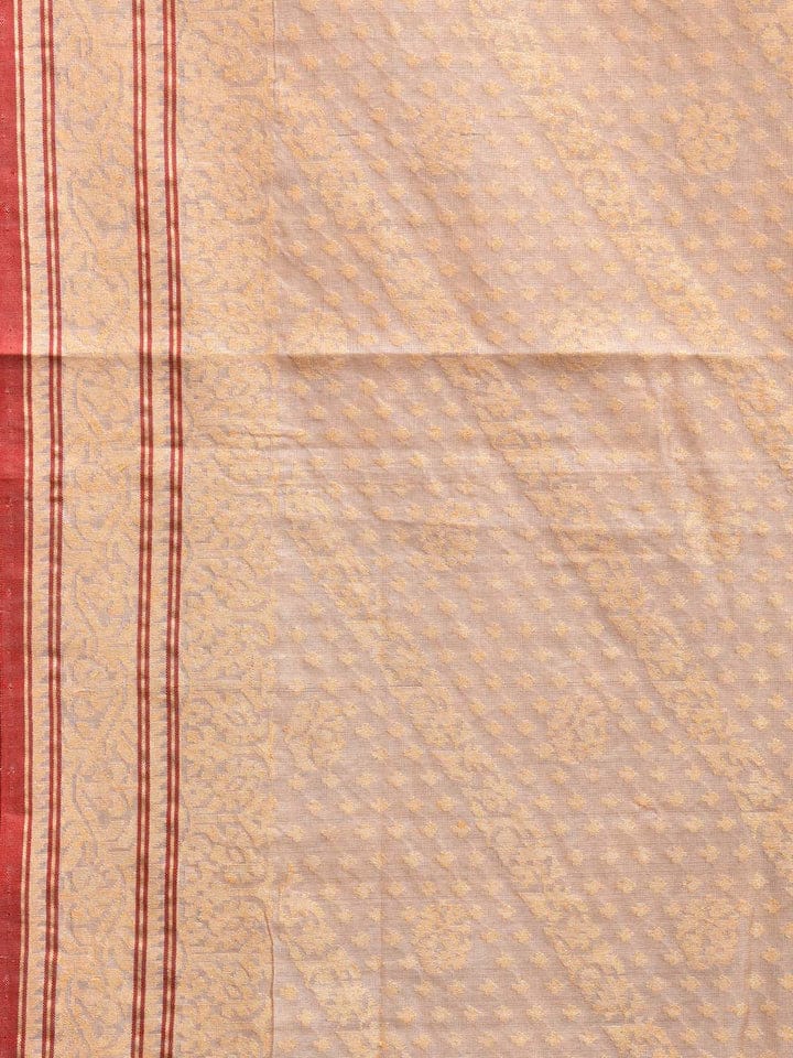 Beige Shwetambari Jamdani Weave Saree with Warp Cotton Weft Pure Silk b0295