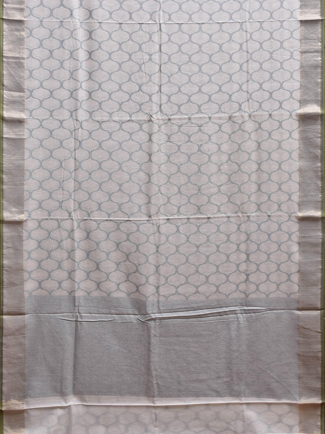 White Banaras Cut Work Cotton Saree with All Over Grill Design b0299