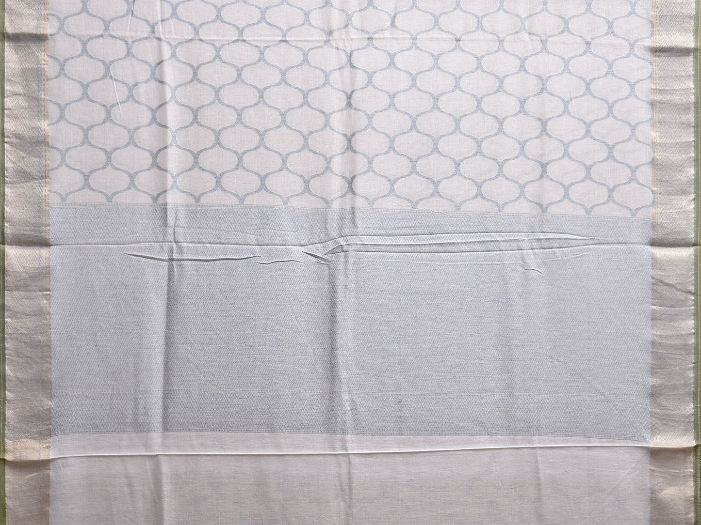 White Banaras Cut Work Cotton Saree with All Over Grill Design b0299