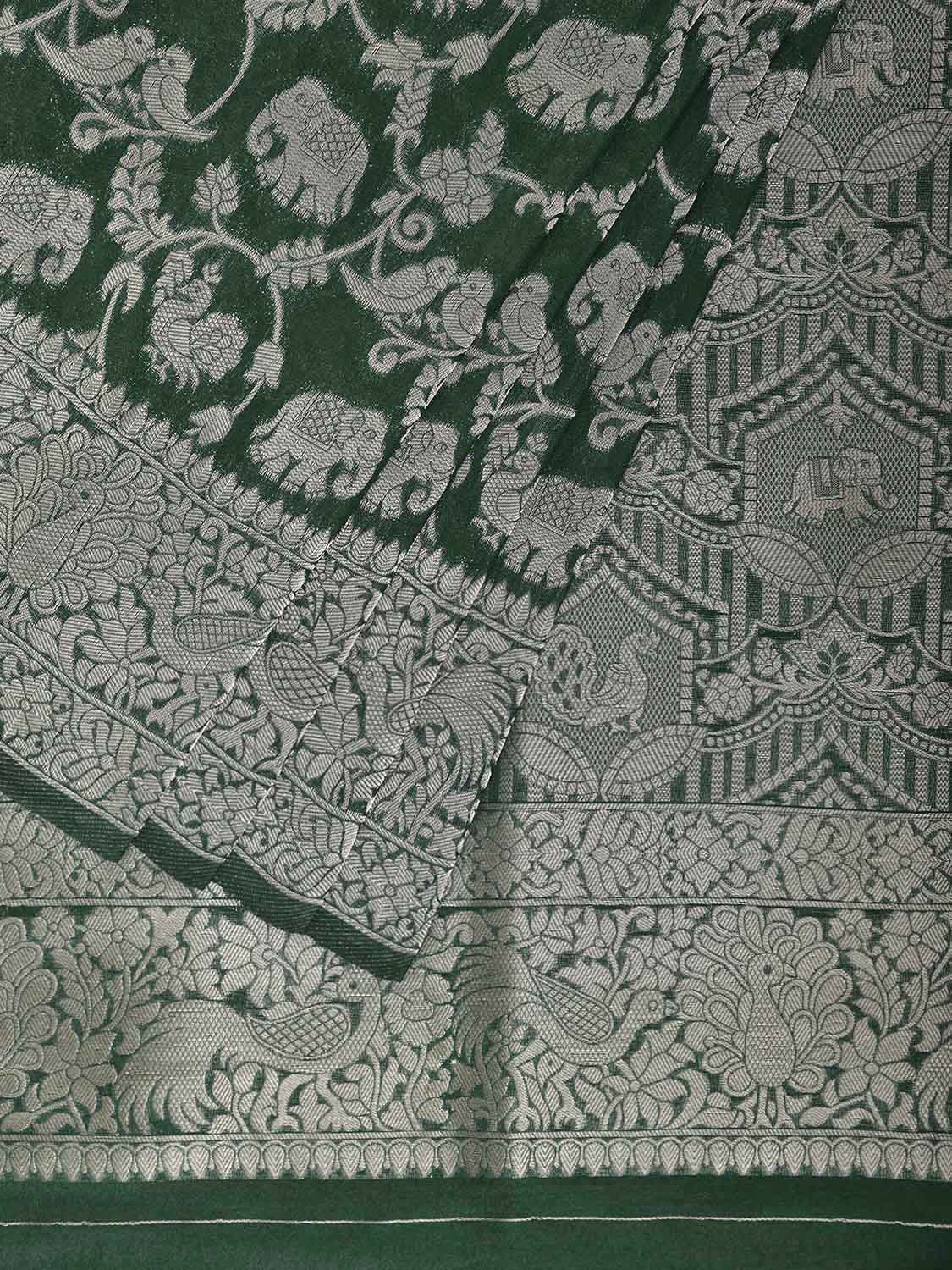 Green Banaras Katan Viscose Saree with All Over and Border Design b0313