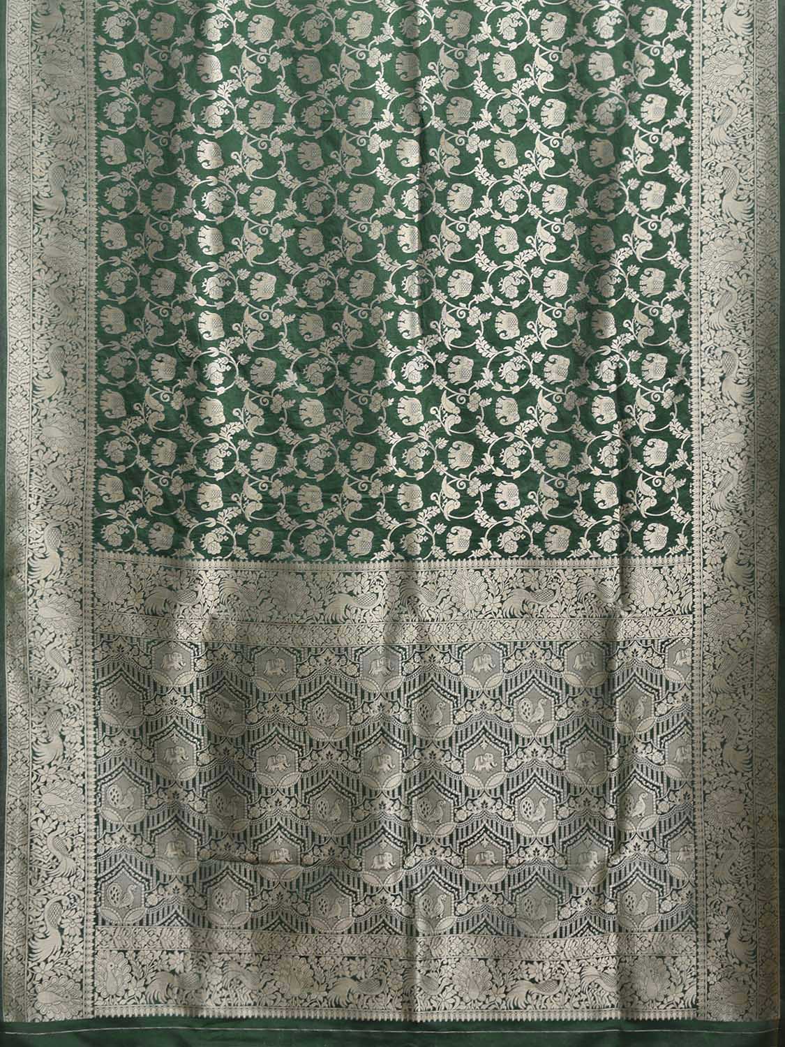 Green Banaras Katan Viscose Saree with All Over and Border Design b0313
