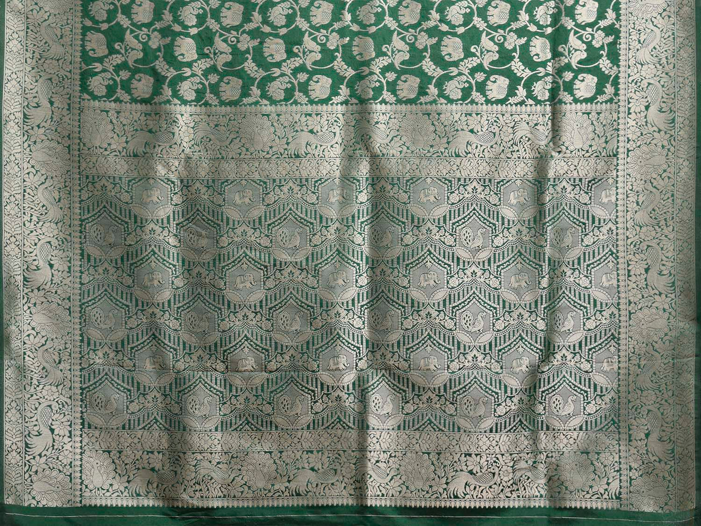 Green Banaras Katan Viscose Saree with All Over and Border Design b0313