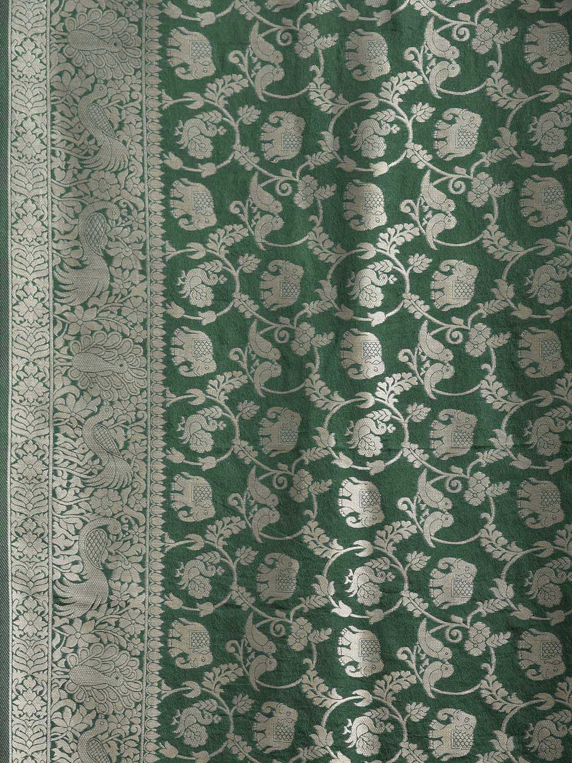 Green Banaras Katan Viscose Saree with All Over and Border Design b0313