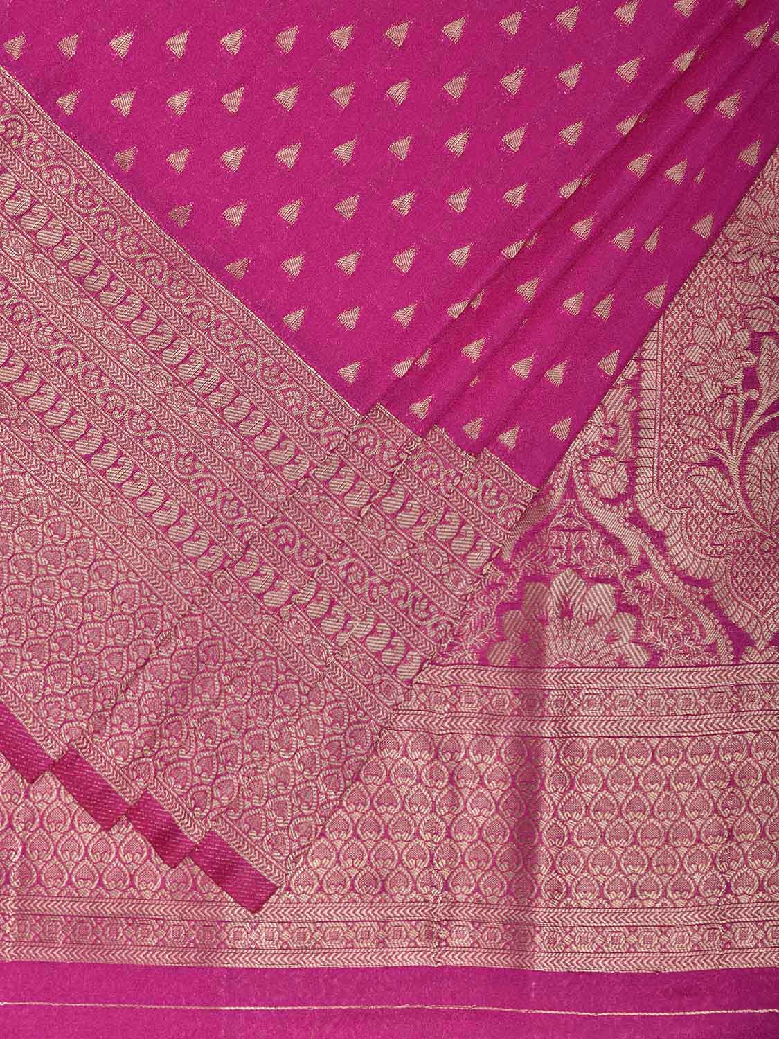 Pink Banaras Georgette Viscose Saree with Big Border and Pallu Design b0314