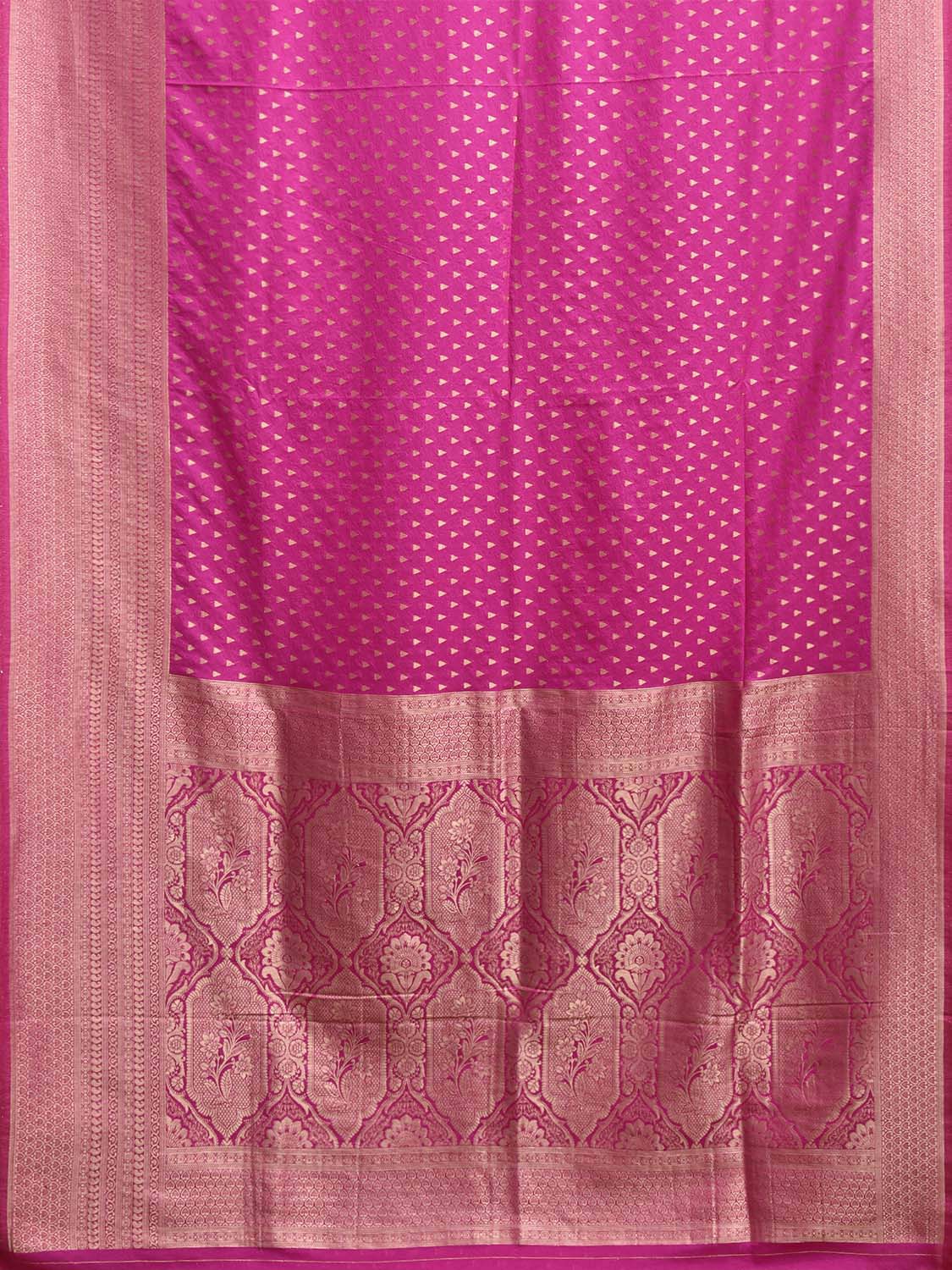 Pink Banaras Georgette Viscose Saree with Big Border and Pallu Design b0314