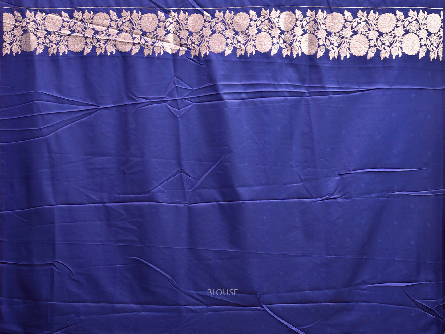 Blue Banaras Katan Viscose Saree with Pallu and Floral Border Design b315