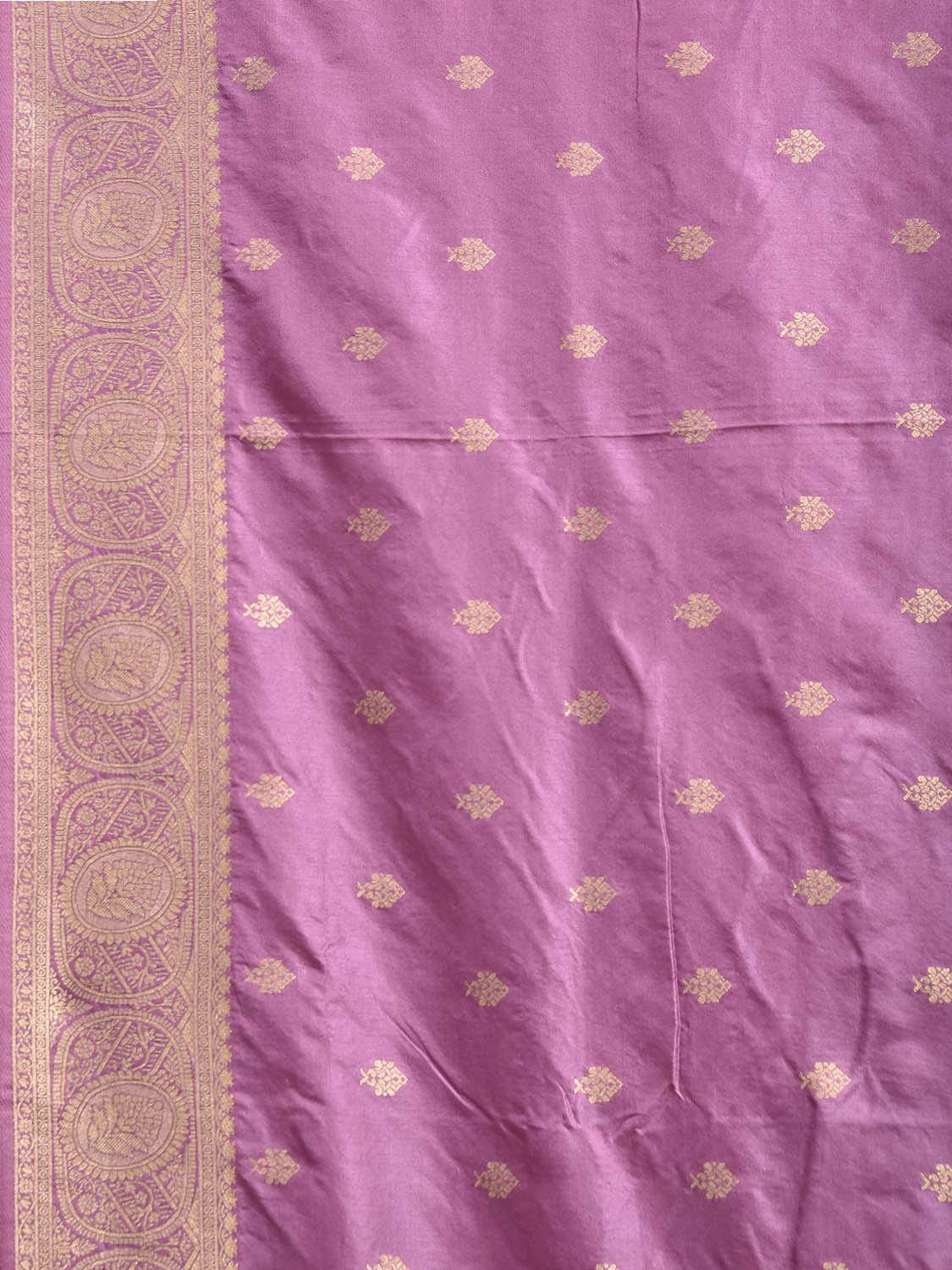 Pink Banaras Katan Viscose Saree with Peacocks Pallu and Border Design b0323