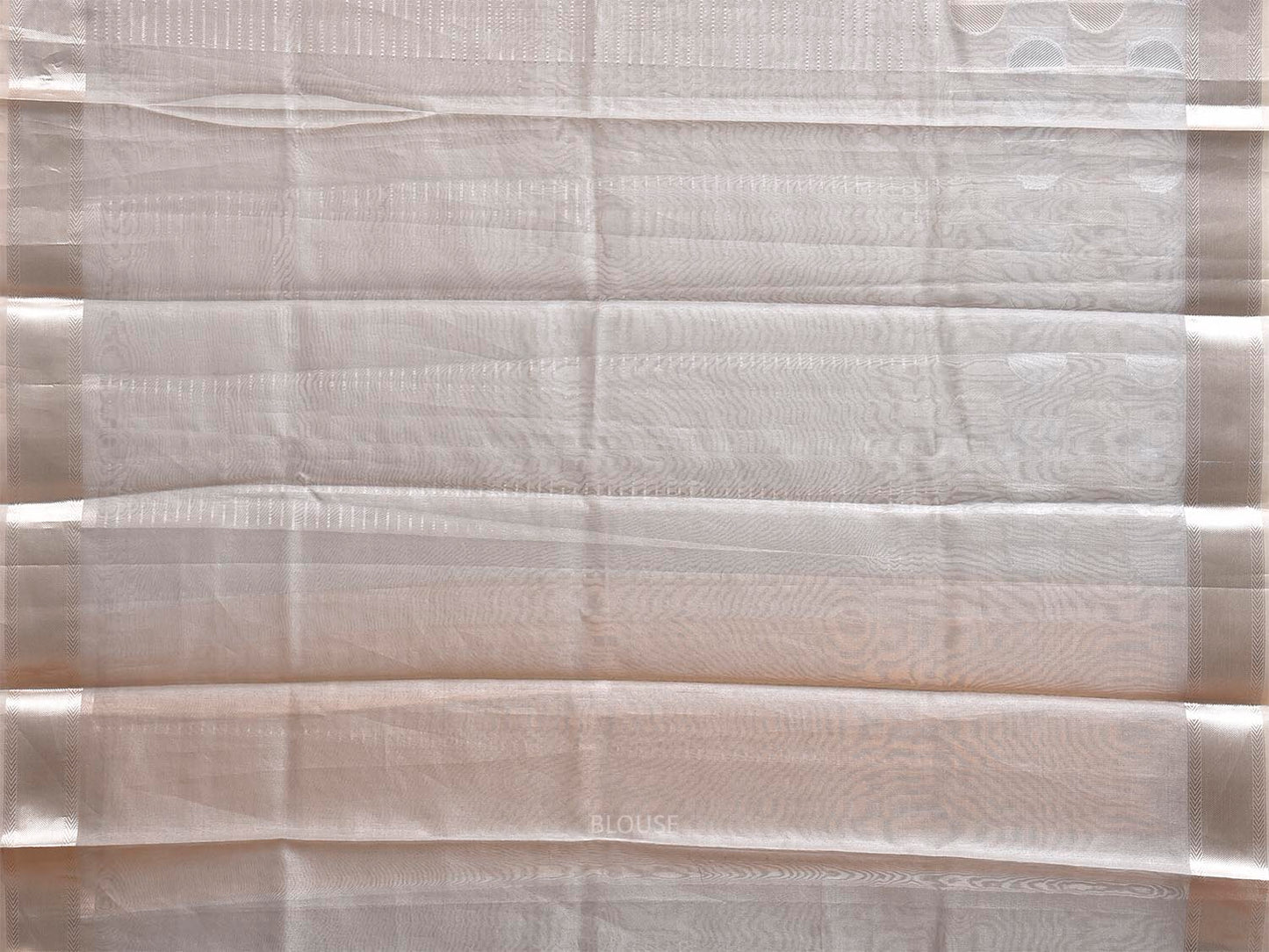 Silver and Mustard Banaras Tissue Saree with Strips and Border Design b0327
