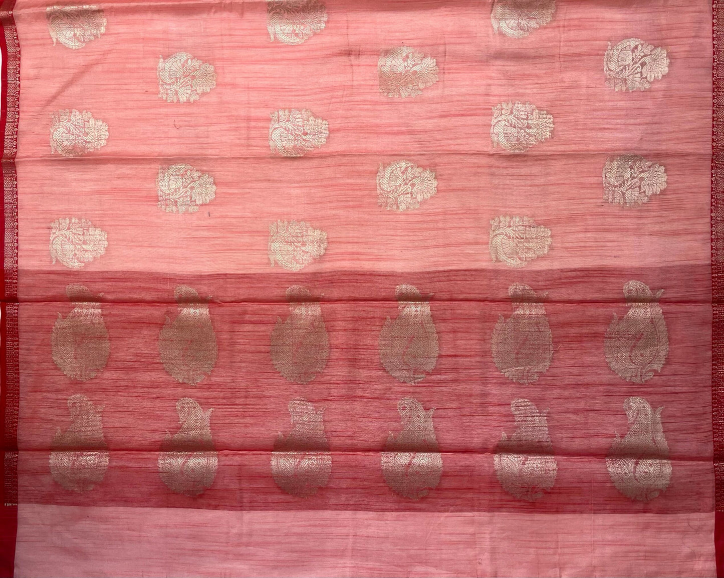 Peach Banaras Katan Saree with Border and Pallu Design b0330ds