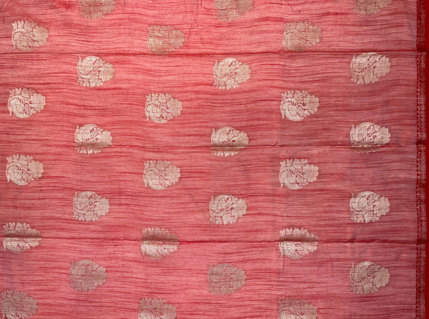 Peach Banaras Katan Saree with Border and Pallu Design b0330ds