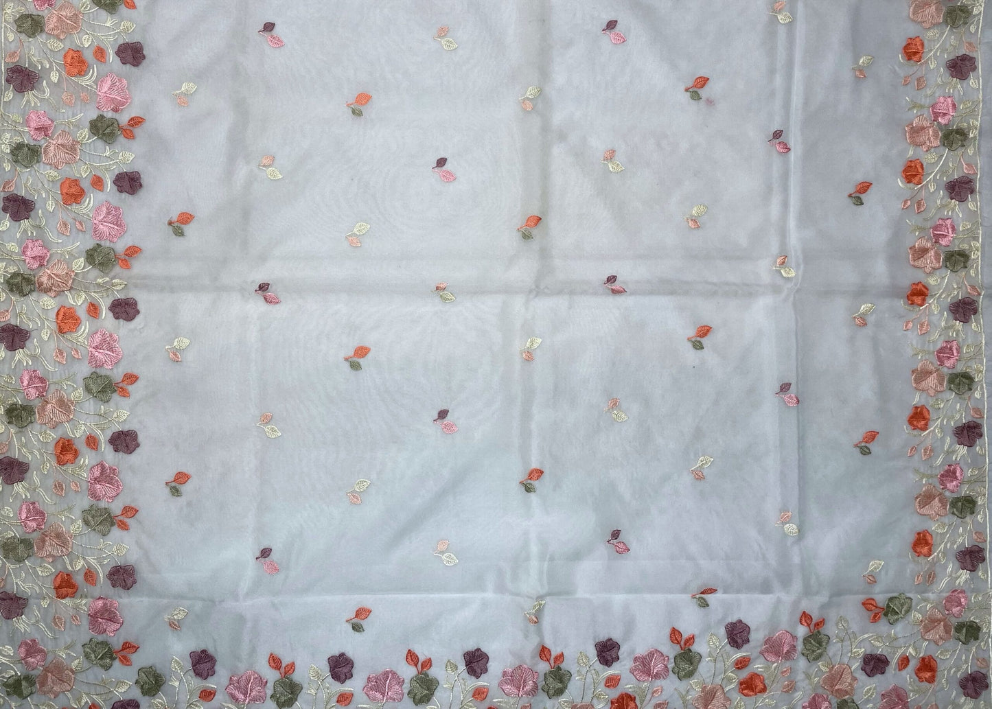 Light Blue Organza Saree Embroidery with Butta and Border Design b0332ds