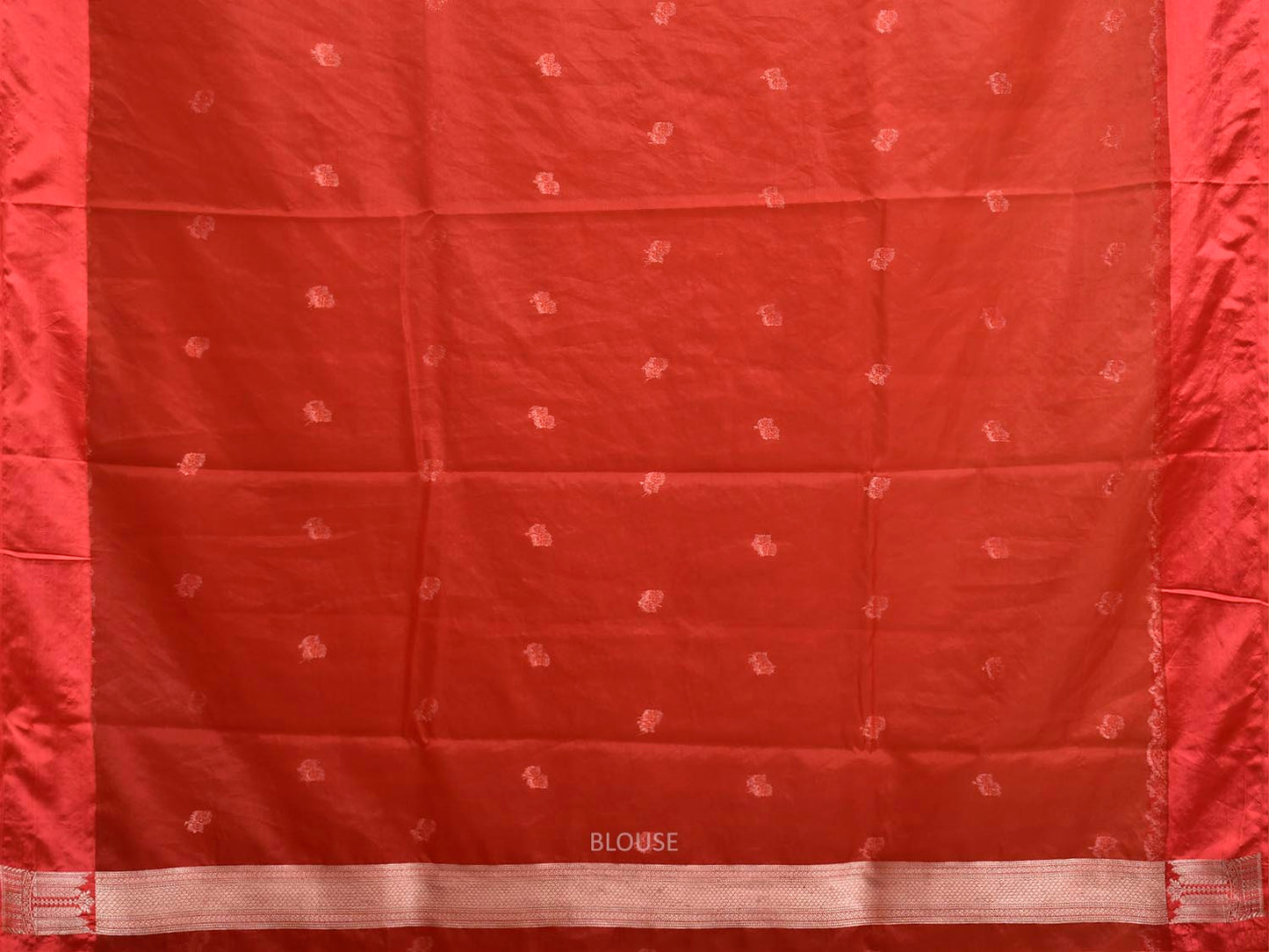 Red Banaras Organza Saree with Pallu and Border Design b0332