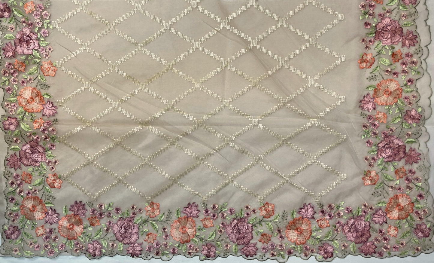 Cream Organza Saree Embroidery with Butta and Border Design b0335ds