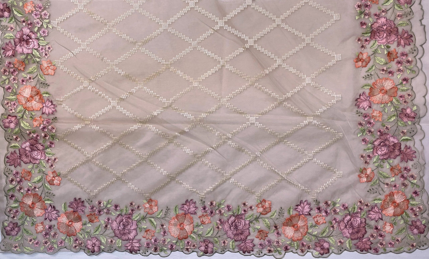 Organza Saree Embroidery with Butta and Border Design b0336ds