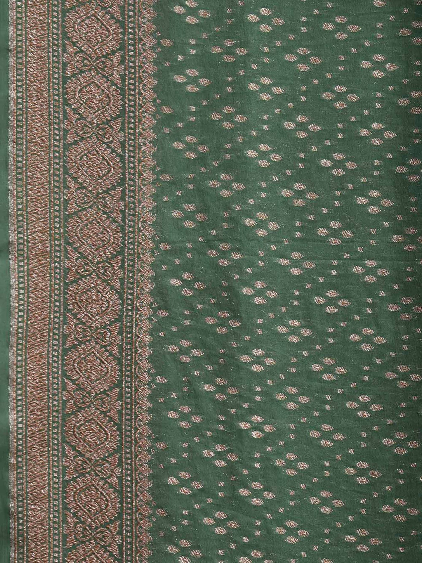 Green Banaras Georgette Saree with Pallu and Border Design b0343