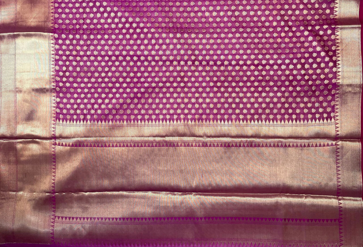 Rani Pink Banaras Fancy with Zari Border Body Butta and Pallu Design b0354ds