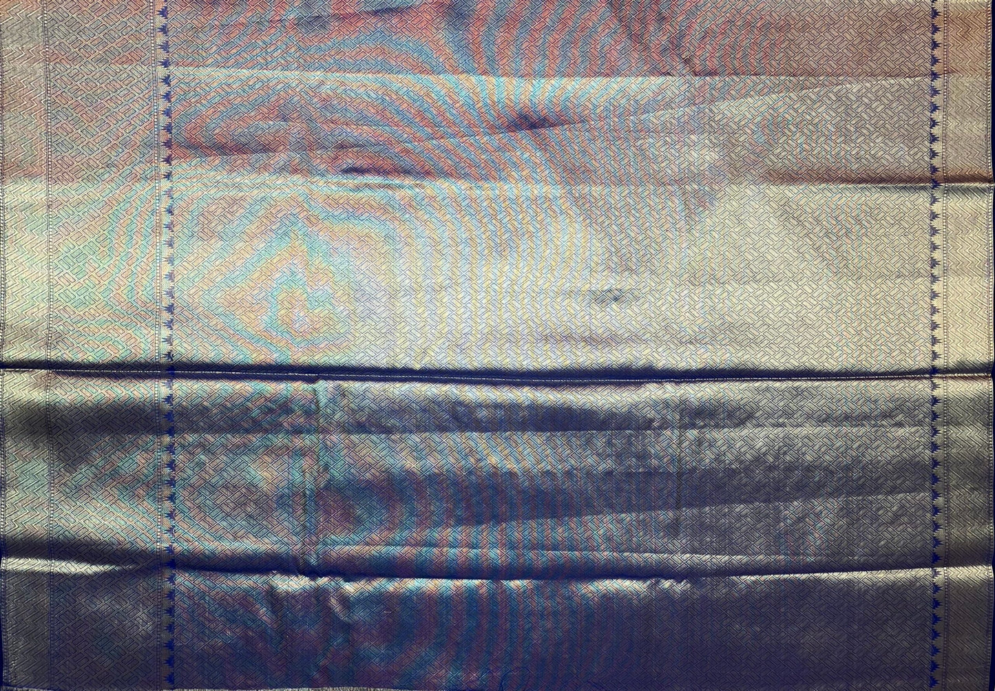 Blue Banaras Fancy with Zari Border Body Butta and Pallu Design b0357ds