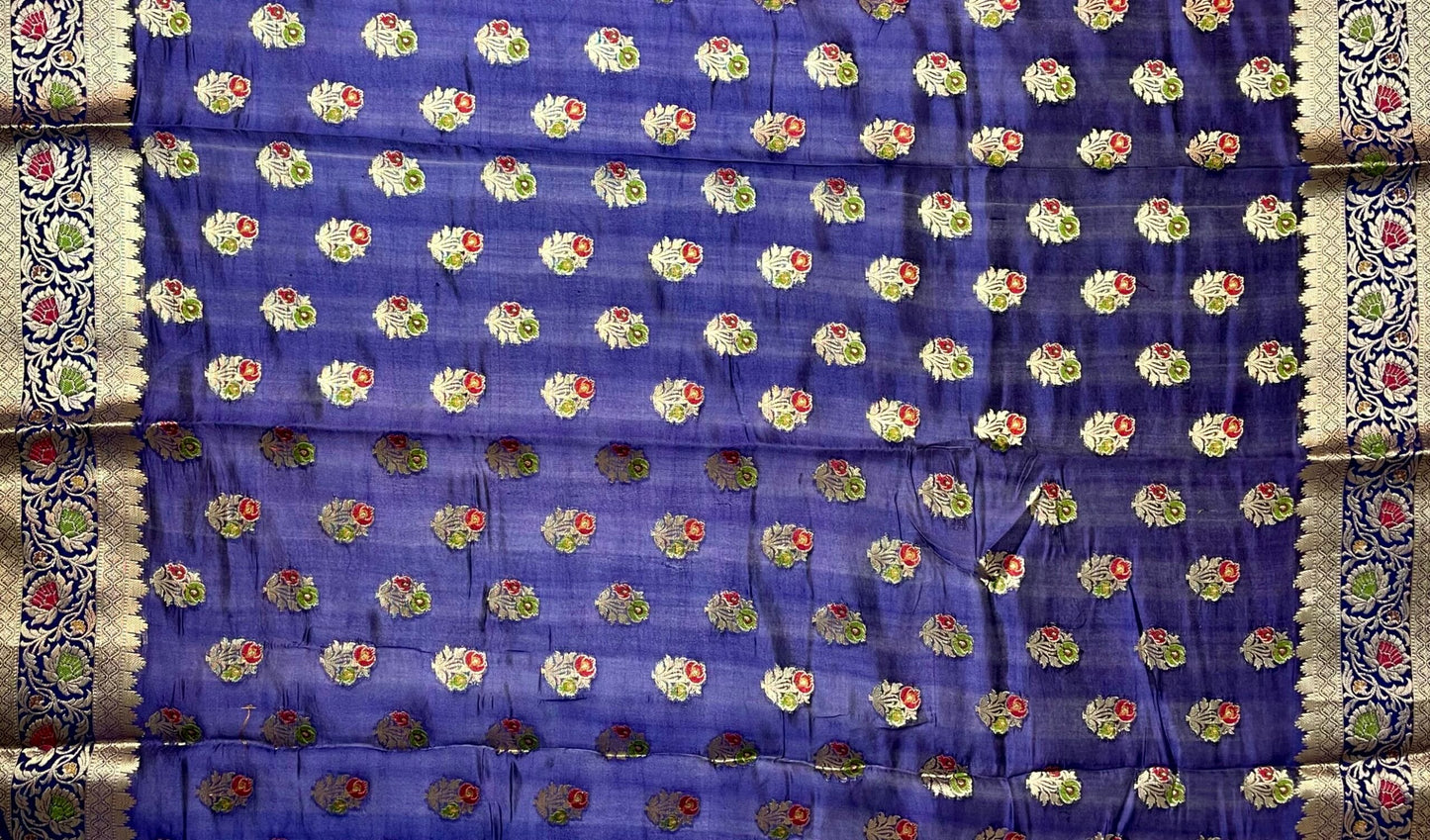 Blue Banaras Bandhani Silk Saree with Border and Pallu Design b0421ds