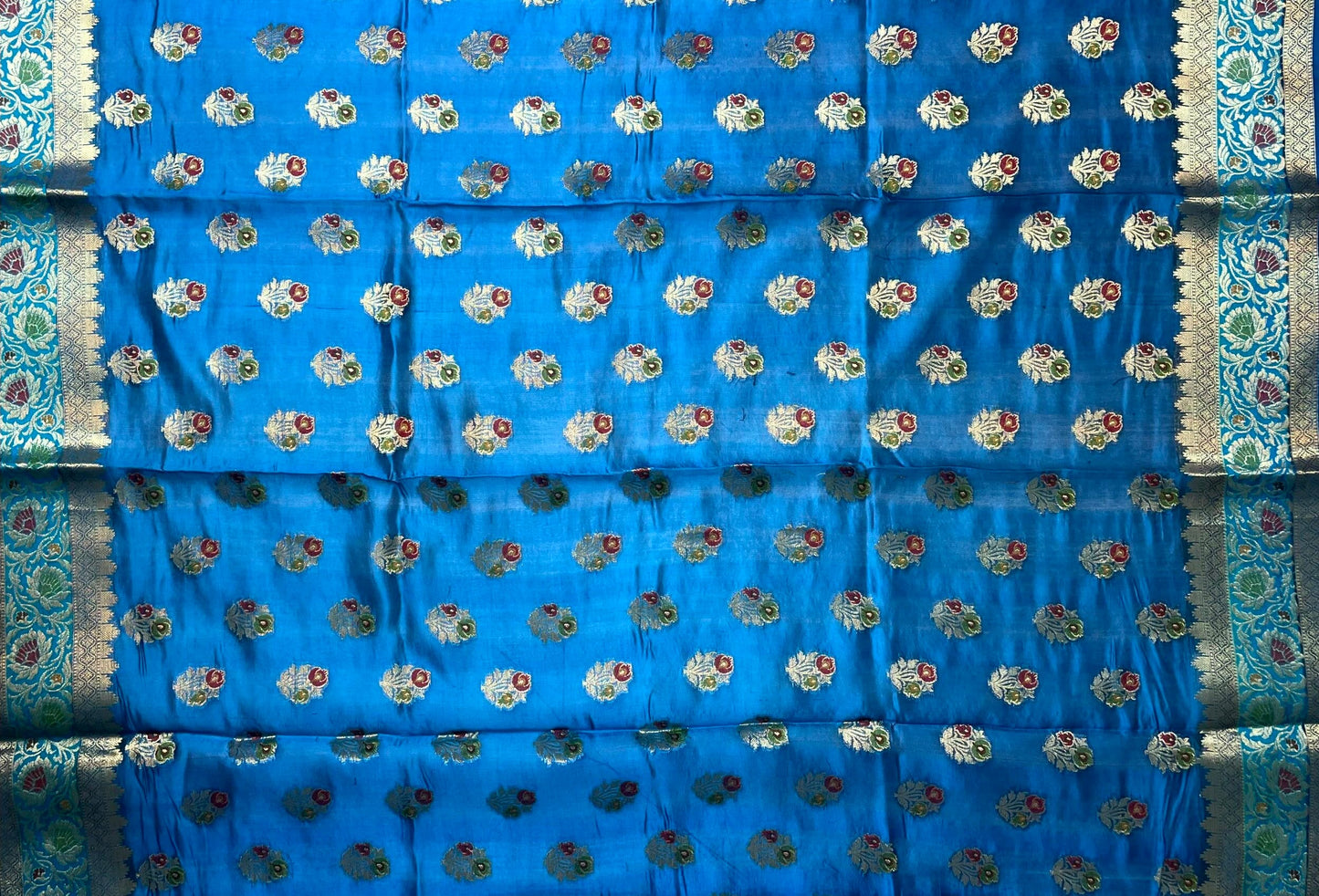 Royal Blue Banaras Bandhani Silk Saree with Border and Pallu Design b0408ds